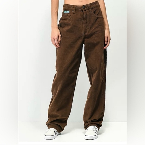 Empyre Pants - Empyre Relaxed Fit Brown Corduroy Skate Pants Women's 25 Adjustable Waist Skater